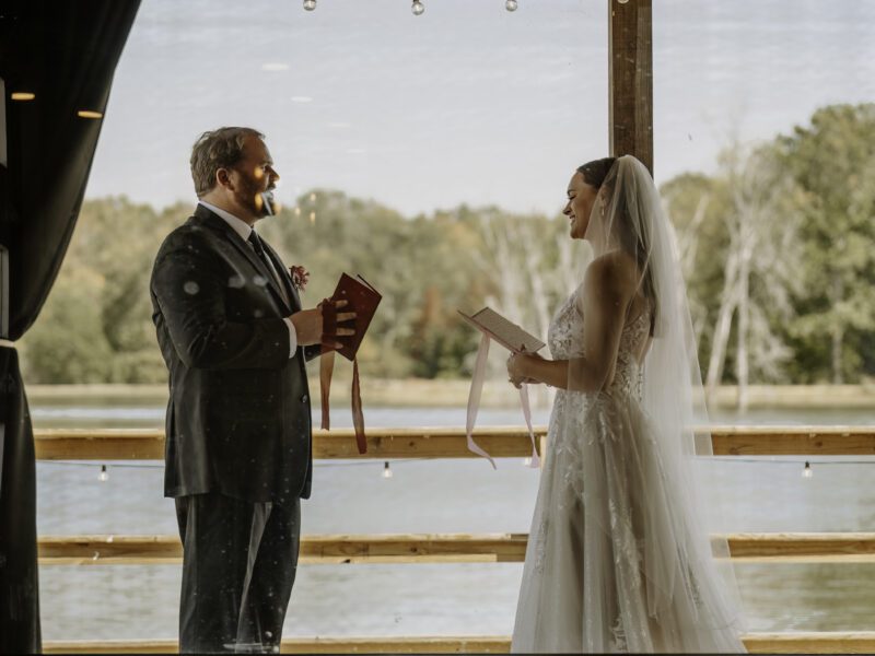 A Vibrant Fall Wedding at C&C by the Lake: Bright Pink and Red Hues, a Bubble Exit, and a Stunning Fireworks Finale